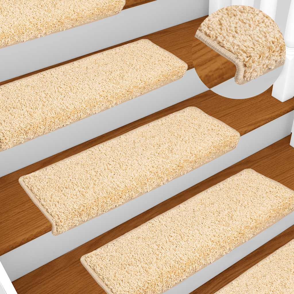 vidaXL Maty na schody 20 szt. 65x21x4 cm kremowe, prostokątne krawędzie