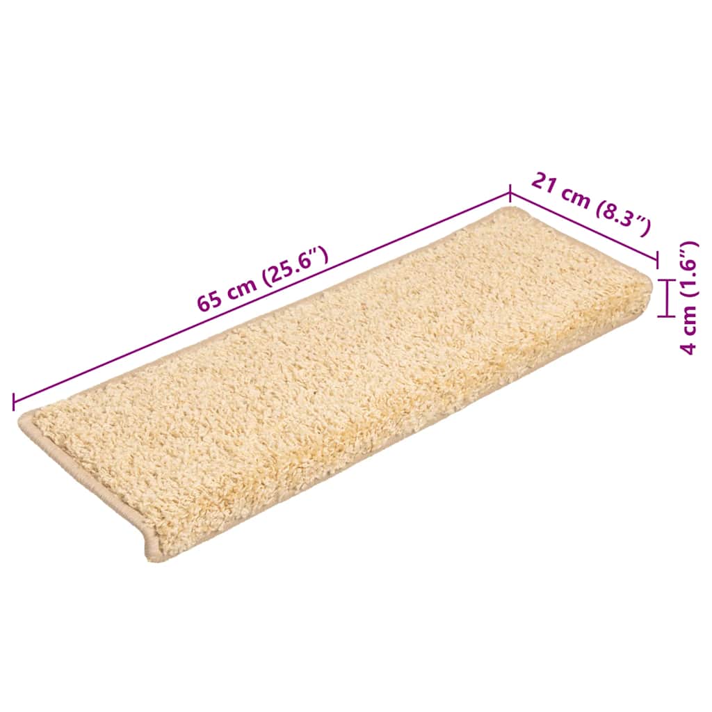 vidaXL Maty na schody 20 szt. 65x21x4 cm kremowe, prostokątne krawędzie