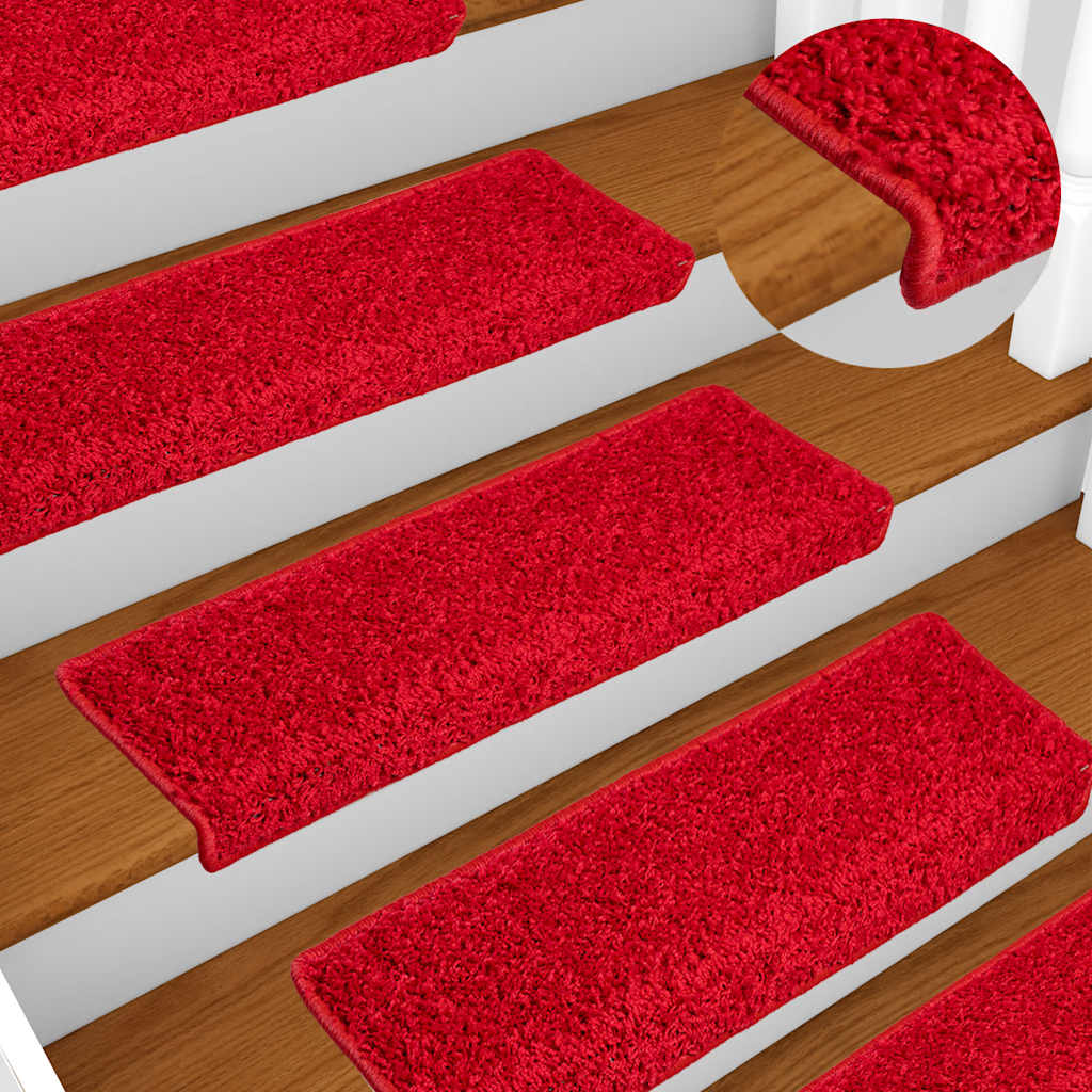 vidaXL Maty na schody 20 szt. 65x21x4 cm Czerwone prostokątne krawędzie