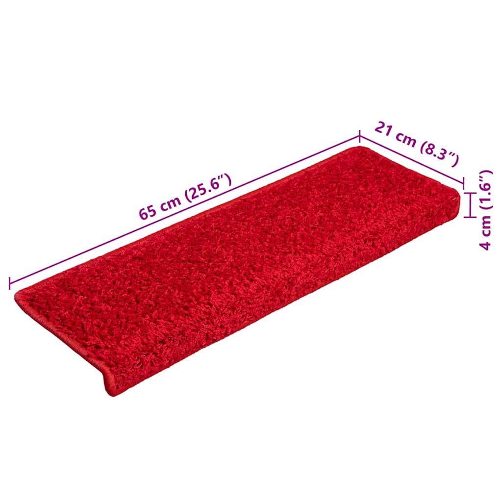 vidaXL Maty na schody 20 szt. 65x21x4 cm Czerwone prostokątne krawędzie