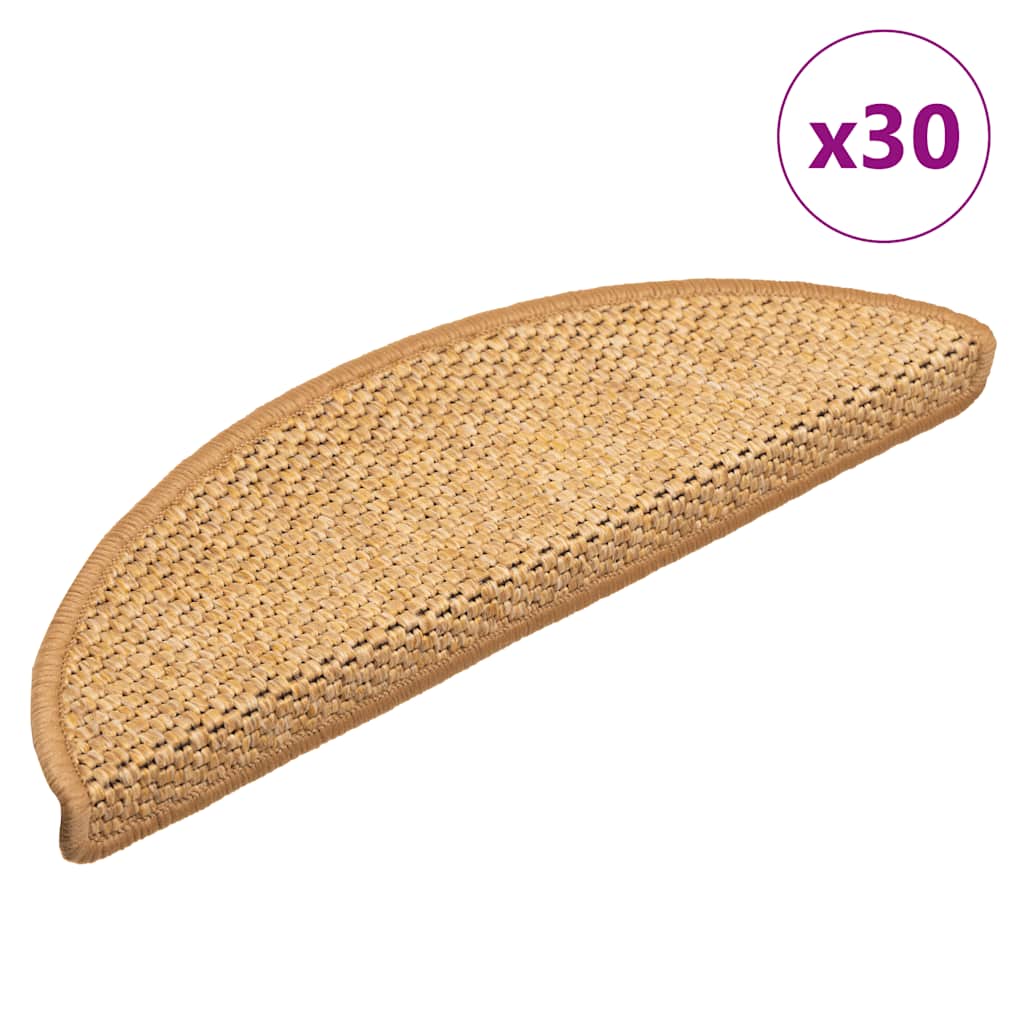 vidaXL Maty na schody samoprzylepne Sisal-Look 30 szt. 56x17x3 cm
