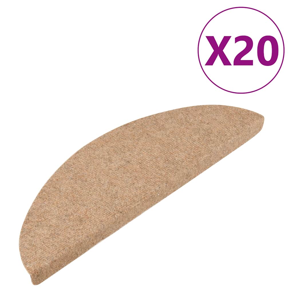 vidaXL Maty na schody samoprzylepne 20 szt. Beżowe 56x17x3 cm