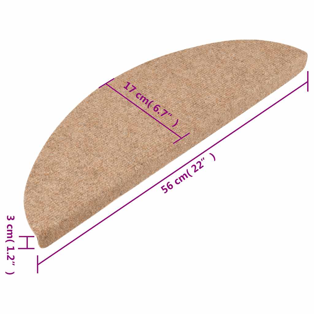 vidaXL Maty na schody samoprzylepne 20 szt. Beżowe 56x17x3 cm