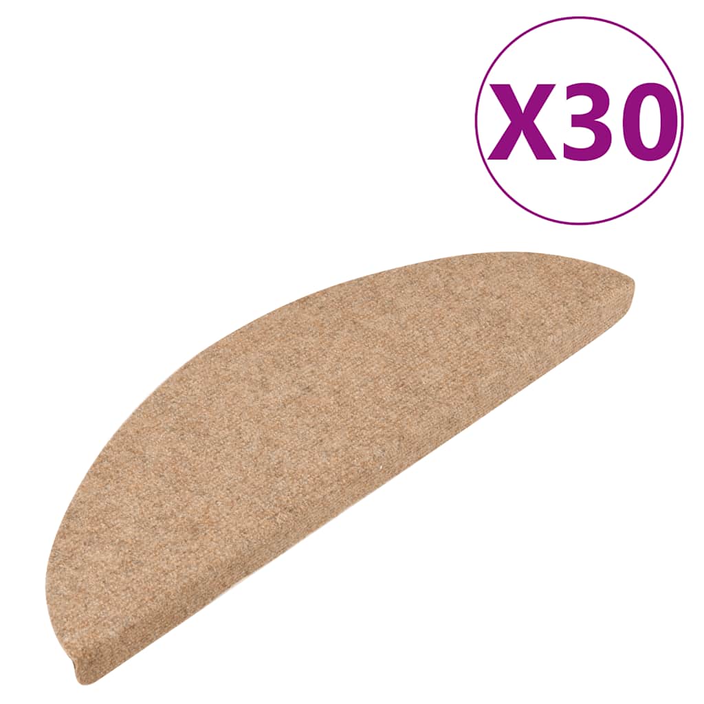 vidaXL Maty na schody samoprzylepne 30 szt. Beżowe 56x17x3 cm