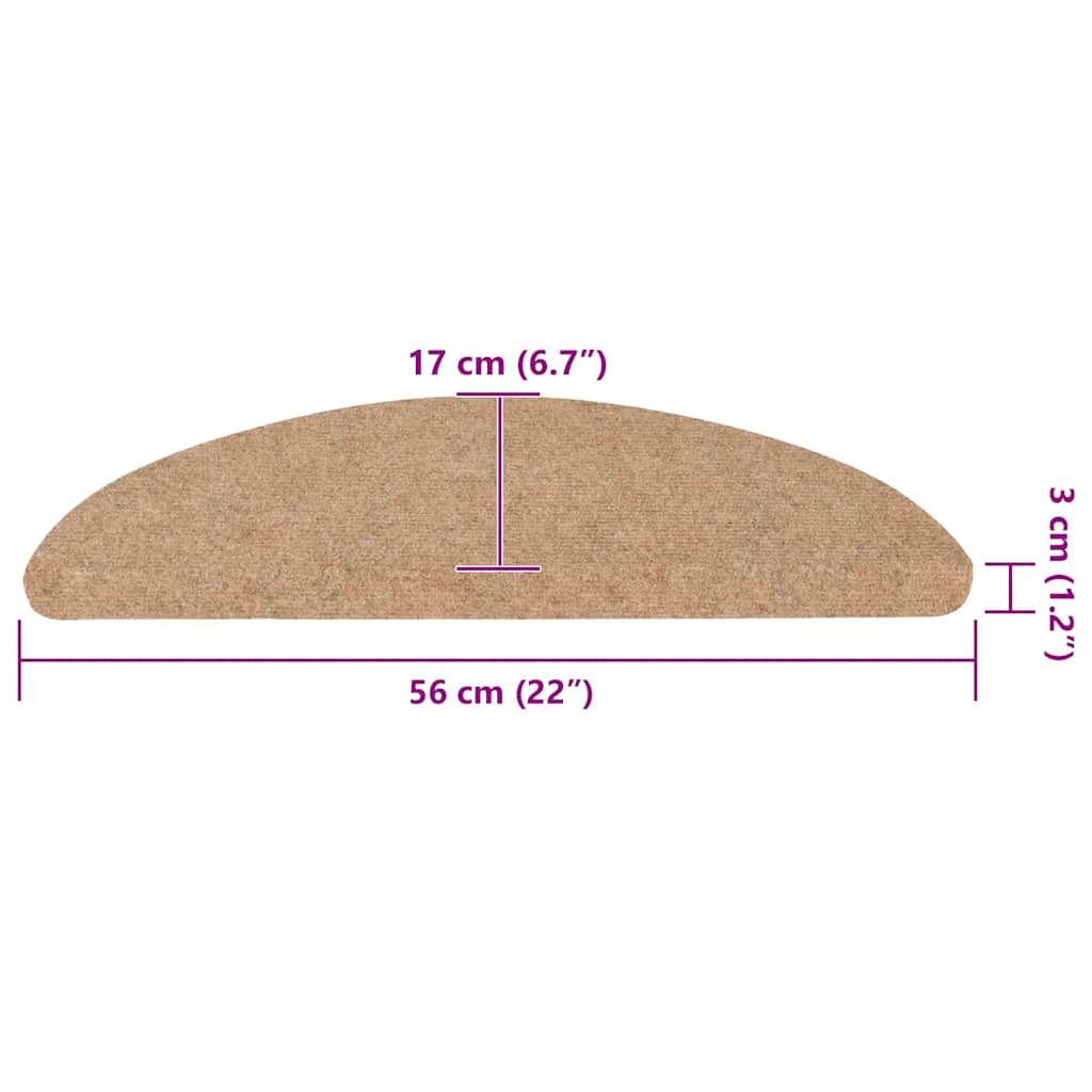 vidaXL Maty na schody samoprzylepne 30 szt. Beżowe 56x17x3 cm