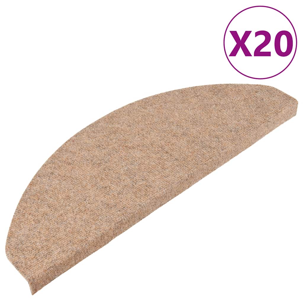 vidaXL Maty na schody samoprzylepne 20 szt. Beżowe 65x22,5x3,5 cm