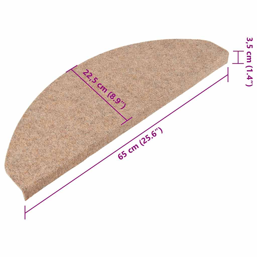 vidaXL Maty na schody samoprzylepne 20 szt. Beżowe 65x22,5x3,5 cm