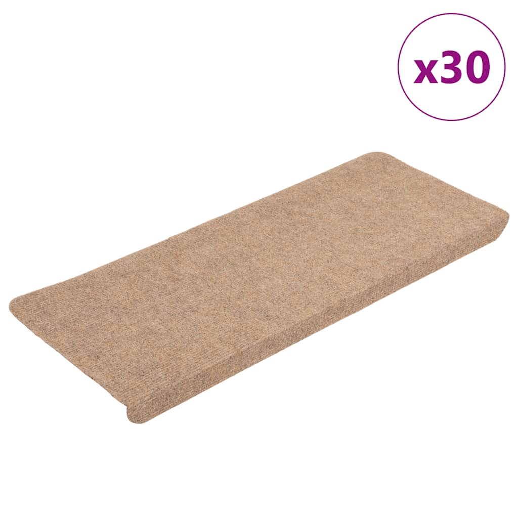vidaXL Maty na schody samoprzylepne 30 szt. Beżowe 65x24,5x3,5 cm