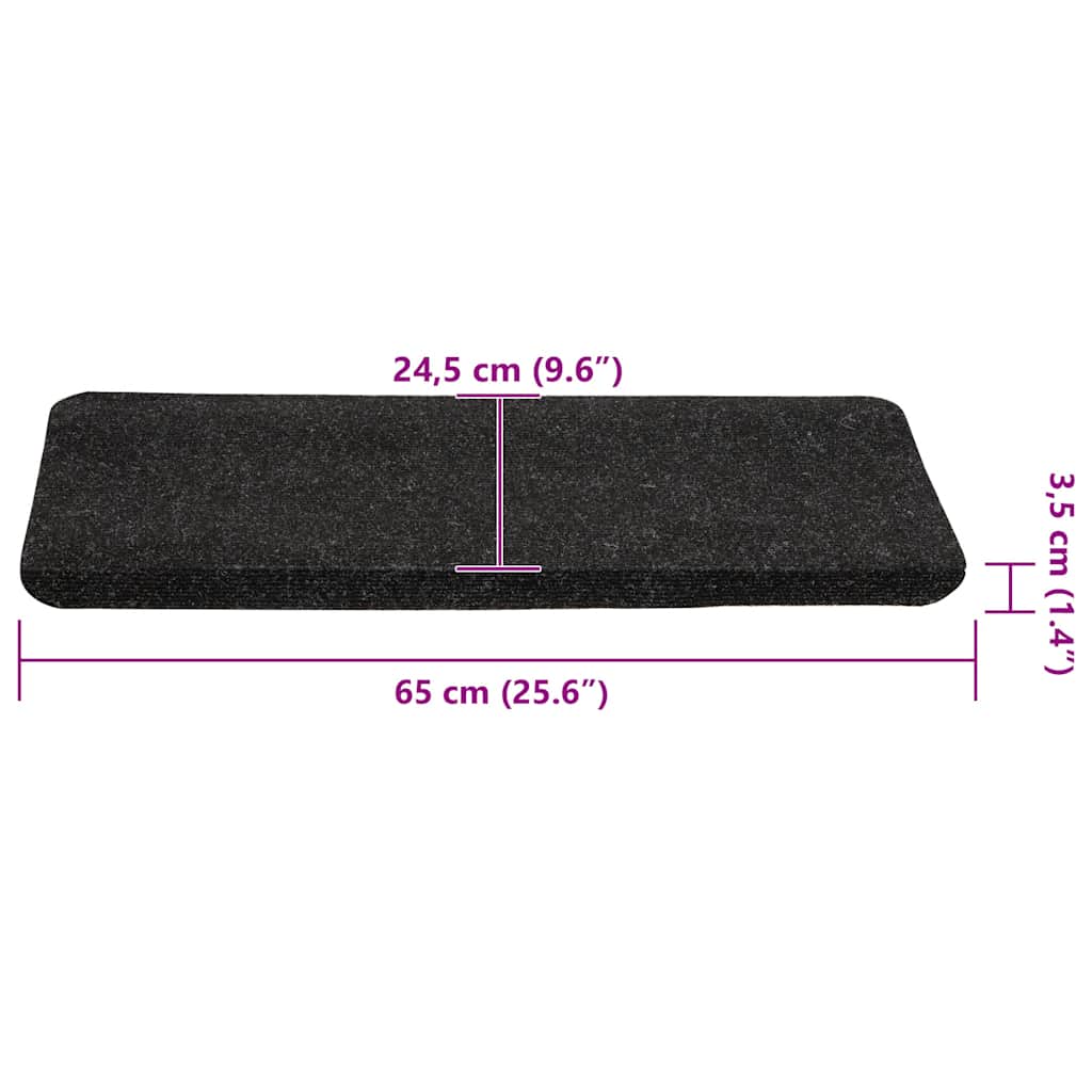 vidaXL Maty na schody samoprzylepne 30 szt. Antracyt 65x24,5x3,5 cm
