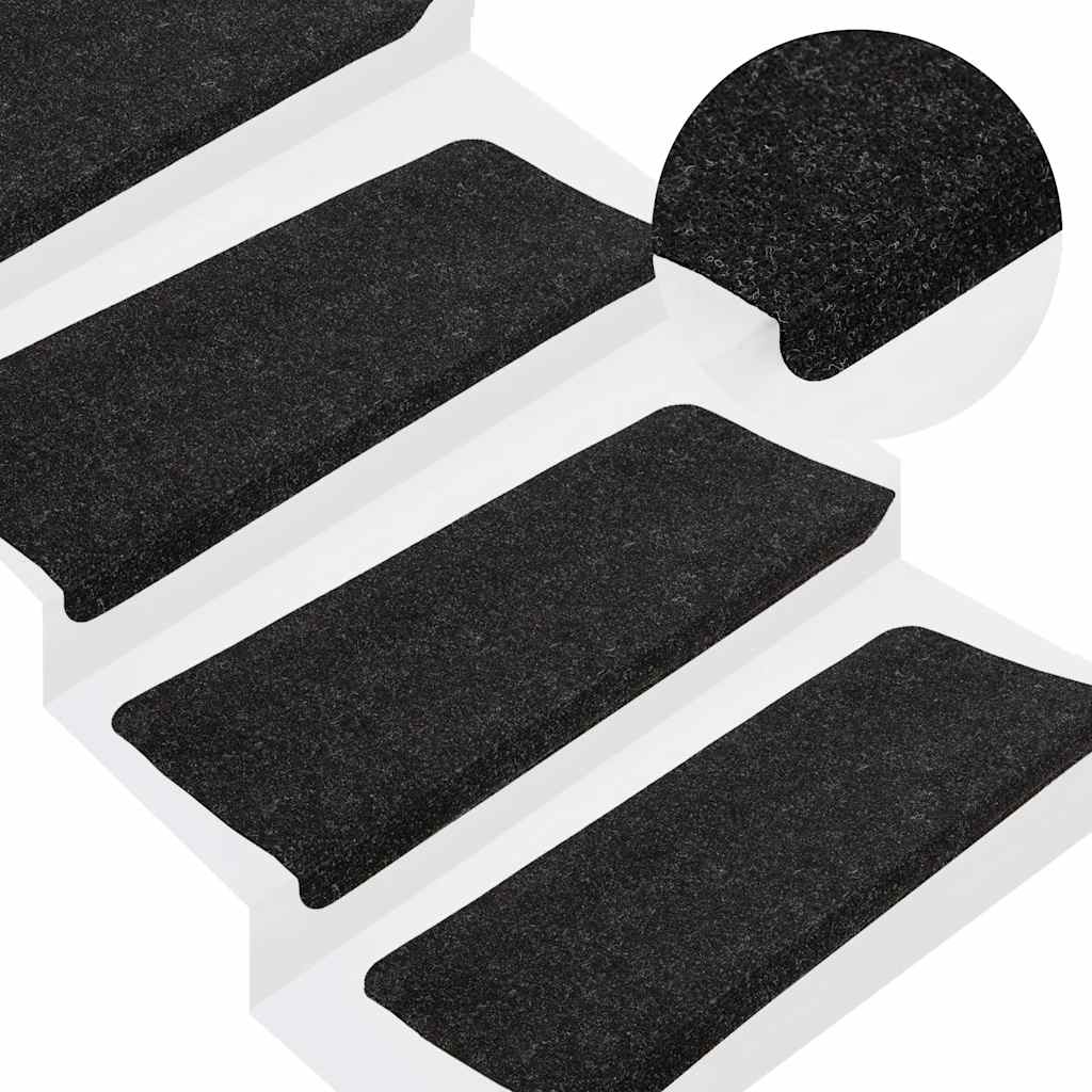 vidaXL Maty na schody samoprzylepne 30 szt. Antracyt 65x24,5x3,5 cm
