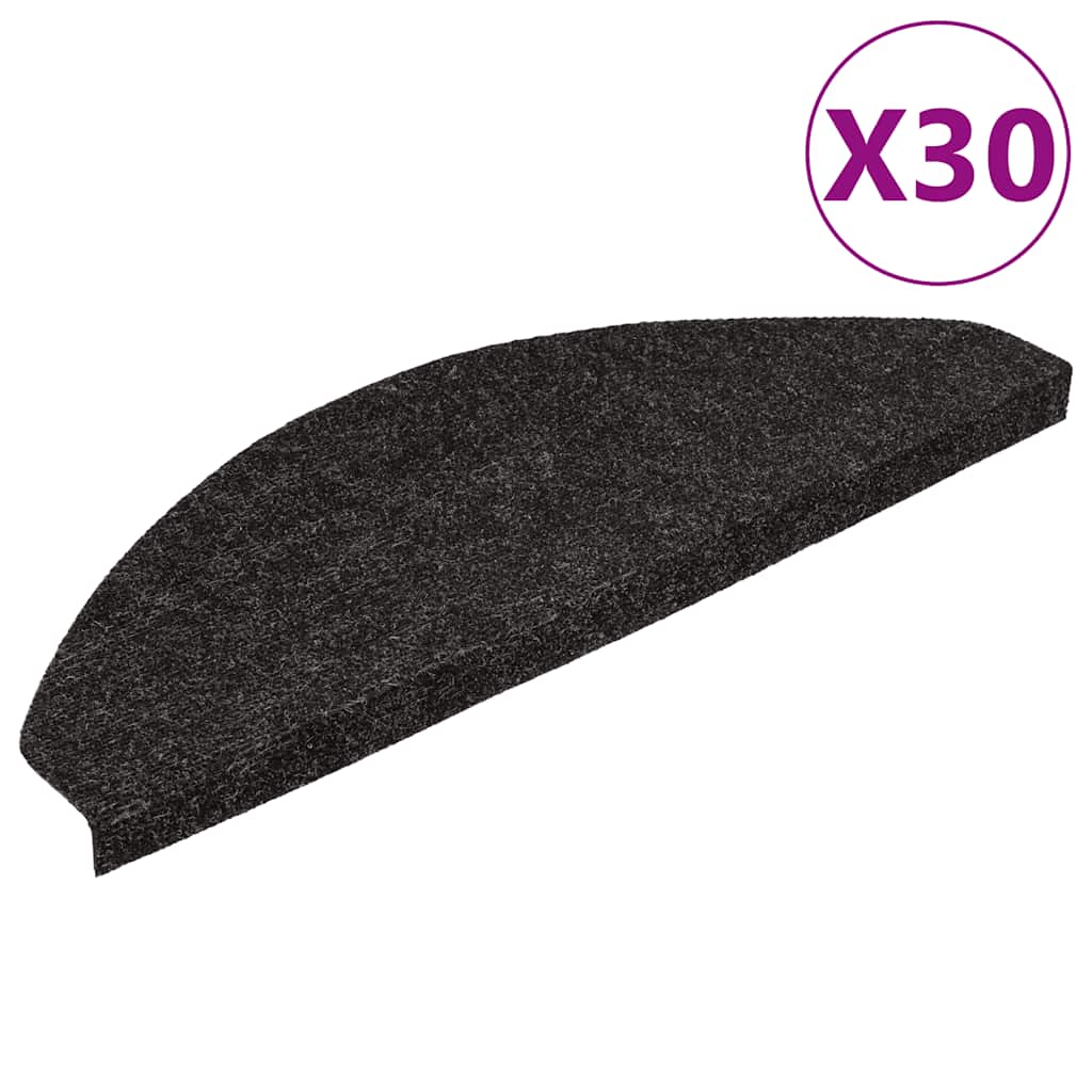 vidaXL Maty na schody samoprzylepne 30 szt. Czarne 56x17x3 cm