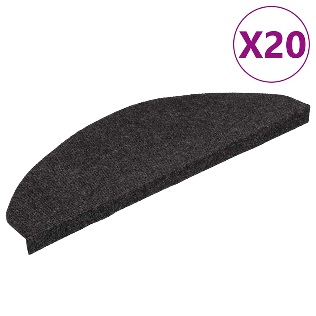 vidaXL Maty na schody samoprzylepne 20 szt. Czarne 65x22,5x3,5 cm