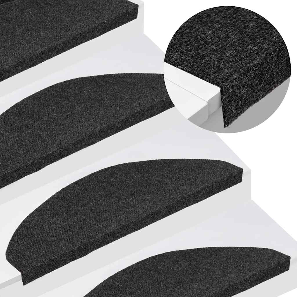 vidaXL Maty na schody samoprzylepne 30 szt. Czarne 65x22,5x3,5 cm