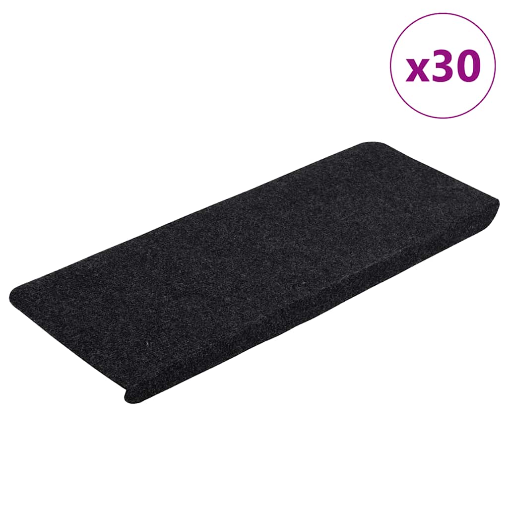 vidaXL Maty na schody samoprzylepne 30 szt. Czarne 65x24,5x3,5 cm