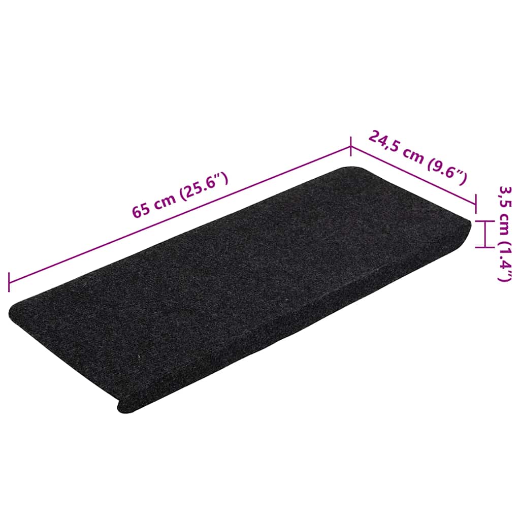 vidaXL Maty na schody samoprzylepne 30 szt. Czarne 65x24,5x3,5 cm