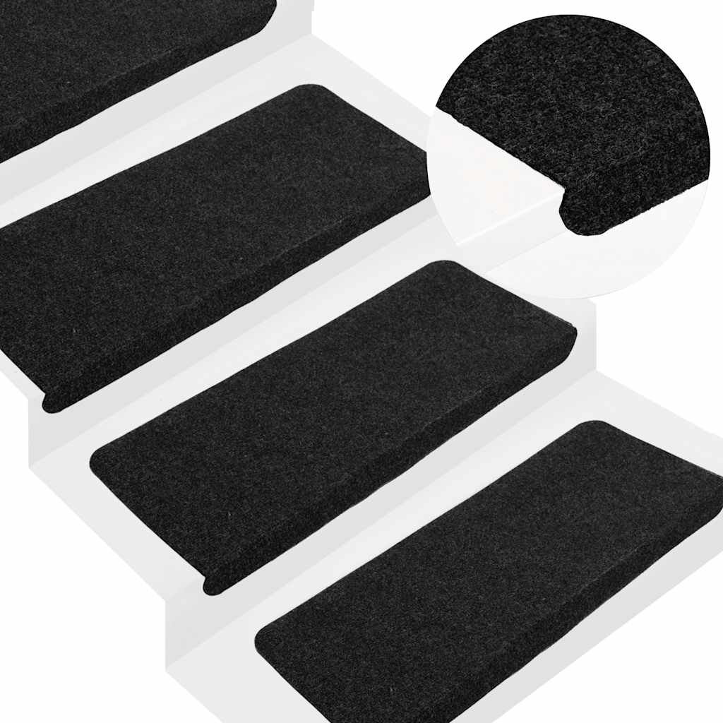 vidaXL Maty na schody samoprzylepne 30 szt. Czarne 65x24,5x3,5 cm