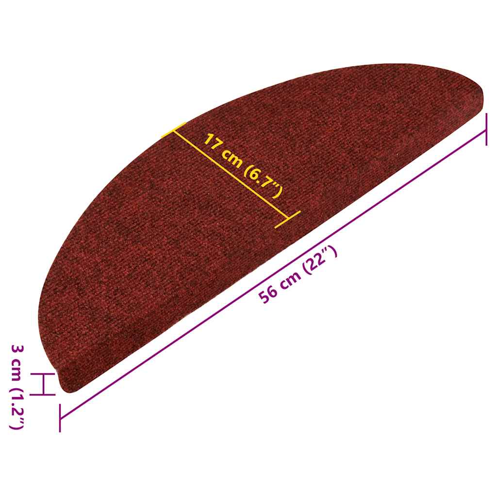 vidaXL Maty na schody samoprzylepne 30 szt. Czerwone 56x17x3 cm