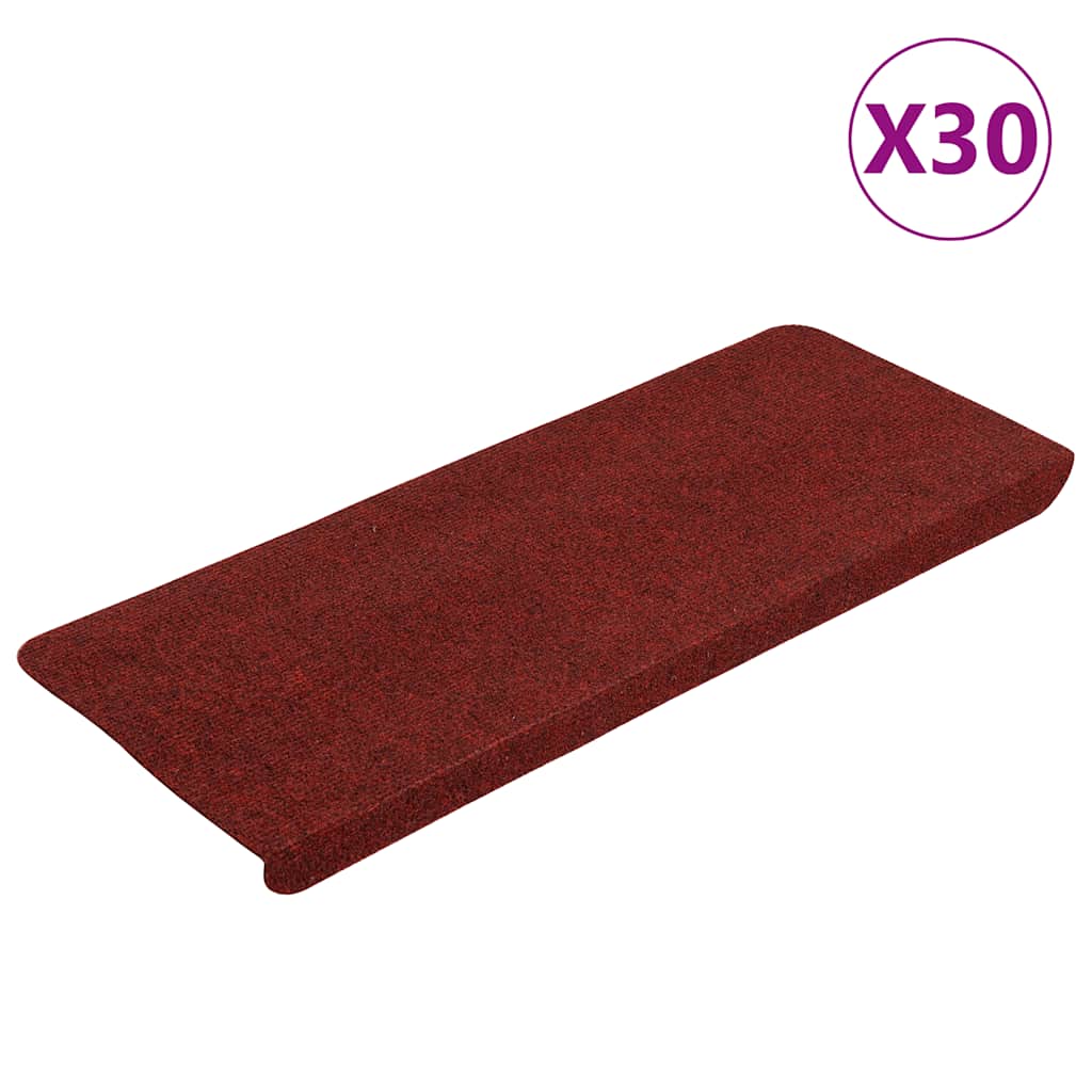 vidaXL Maty na schody samoprzylepne 30 szt. Czerwone 65x22,5x3,5 cm