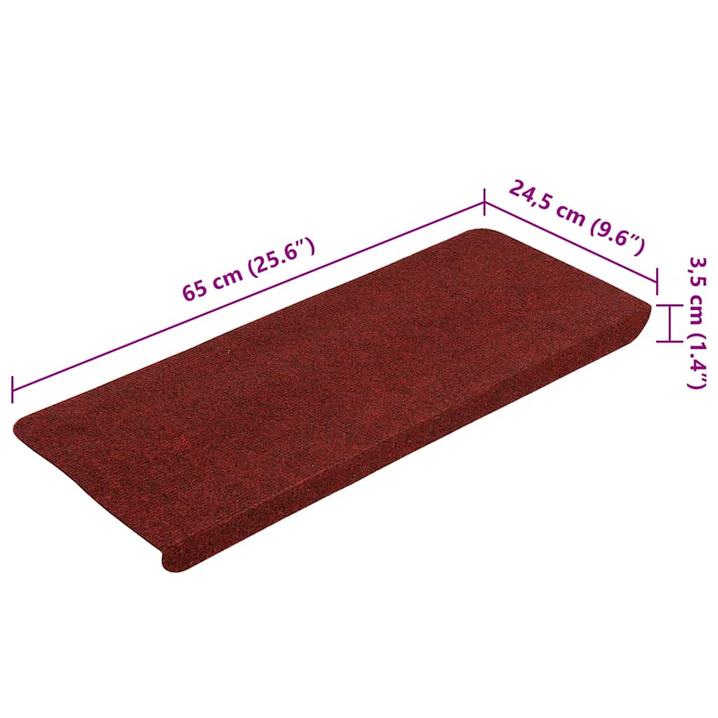 vidaXL Maty na schody samoprzylepne 30 szt. Czerwone 65x22,5x3,5 cm