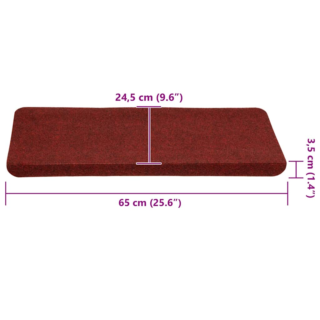 vidaXL Maty na schody samoprzylepne 30 szt. Czerwone 65x24,5x3,5 cm