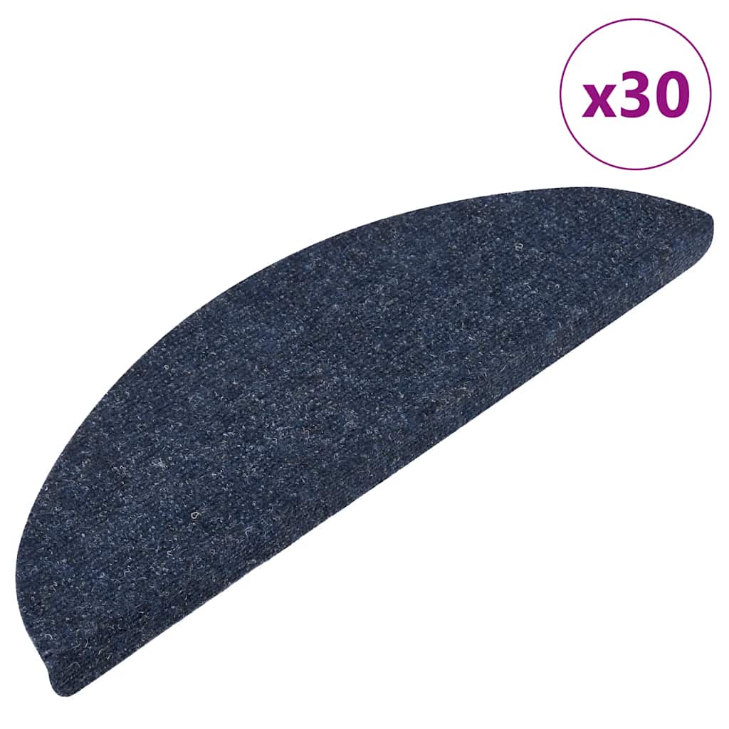 vidaXL Maty na schody samoprzylepne 30 szt. Niebieskie 56x17x3 cm
