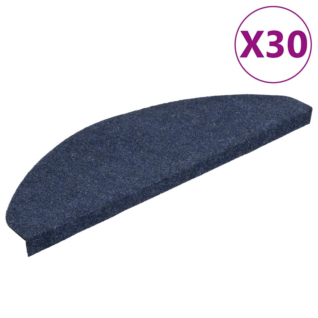 vidaXL Maty na schody samoprzylepne 30 szt. Niebieskie 65x22,5x3,5 cm