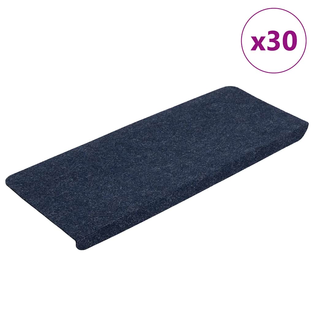 vidaXL Maty na schody samoprzylepne 30 szt. Niebieskie 65x24,5x3,5 cm