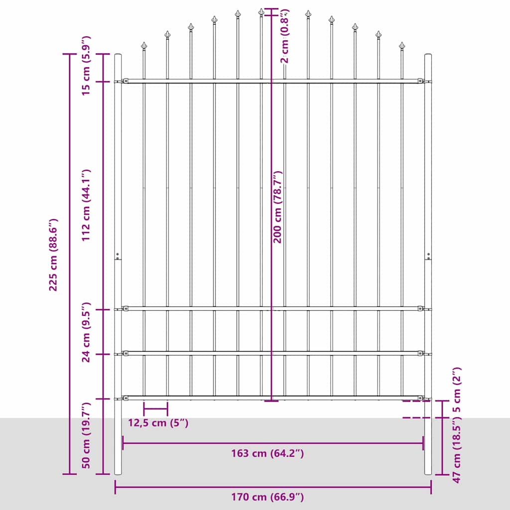vidaXL Ogrodzenie Ogrodowe 3 pcs Biały 170 x 225 cm