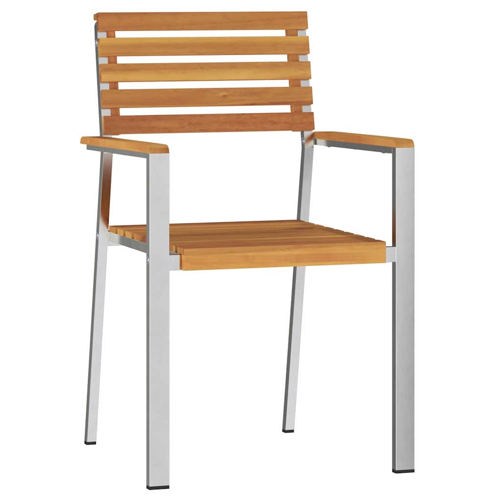 vidaXL Krzesło Ogrodowe 6 pcs Drewno akacjowe i stal nierdzewna