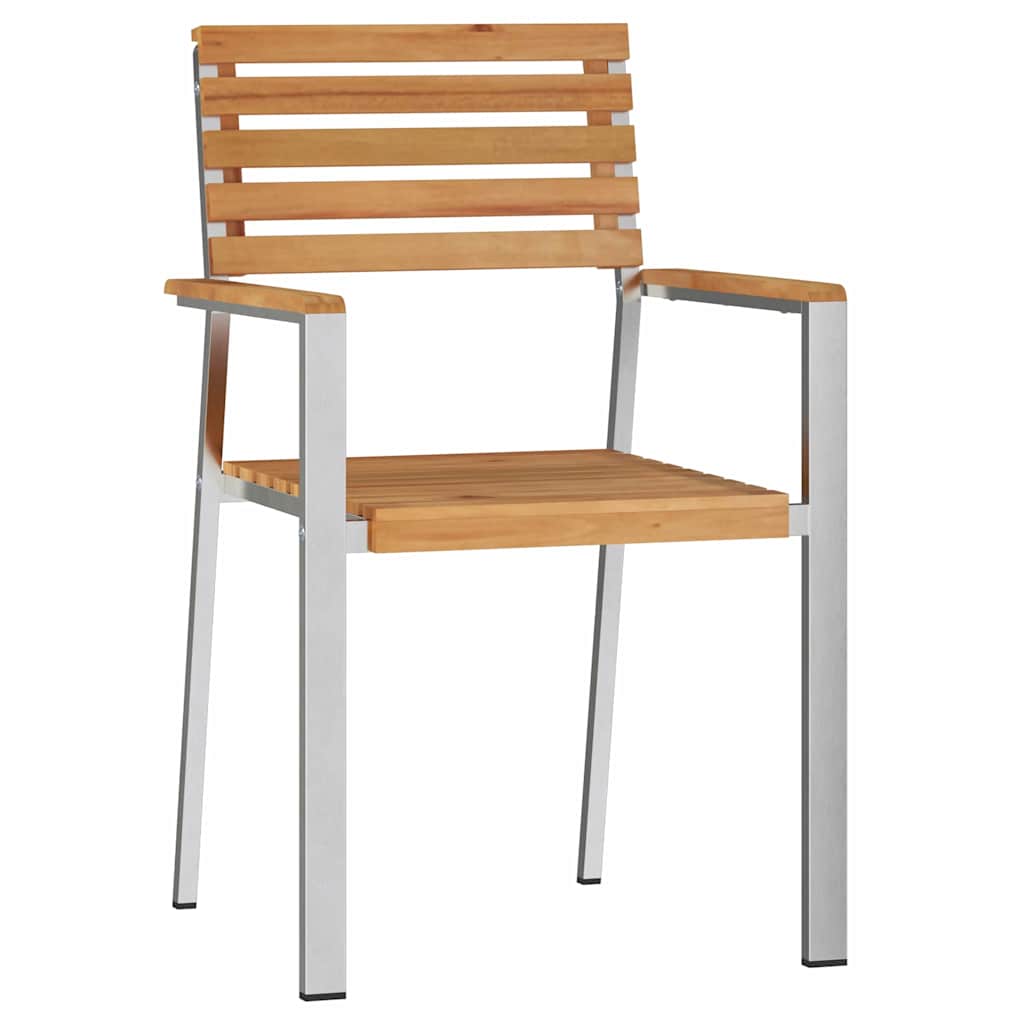 vidaXL Krzesło Ogrodowe 6 pcs Drewno Teakowe i Stal Nierdzewna