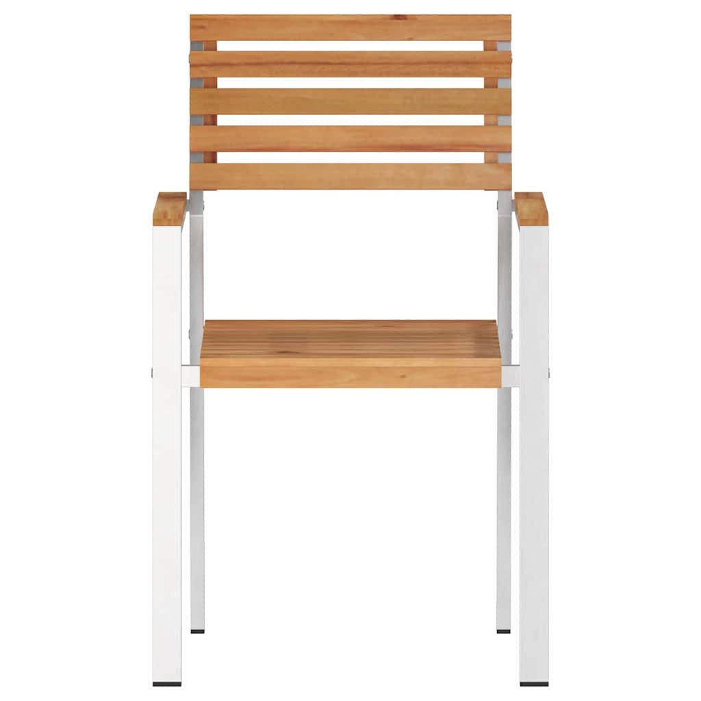 vidaXL Krzesło Ogrodowe 6 pcs Drewno Teakowe i Stal Nierdzewna