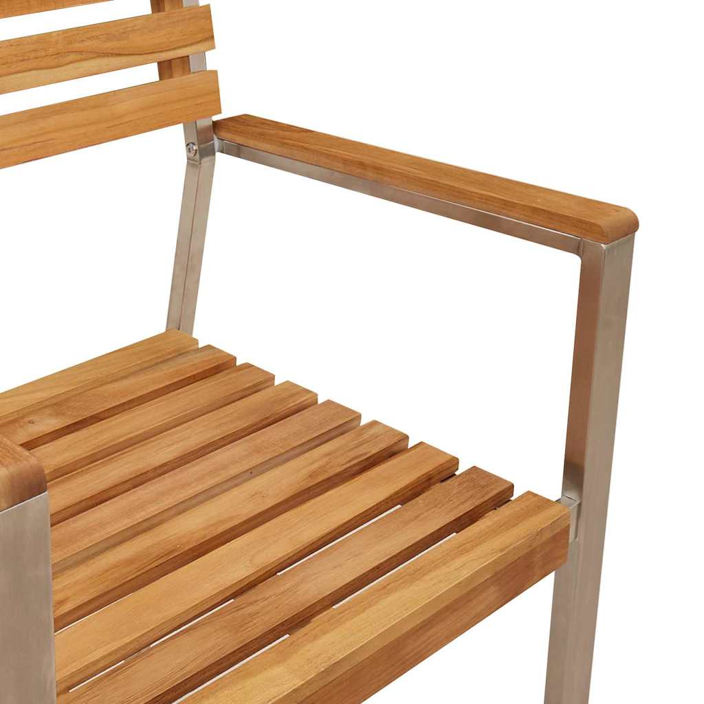 vidaXL Krzesło Ogrodowe 8 pcs Drewno Teakowe i Stal Nierdzewna