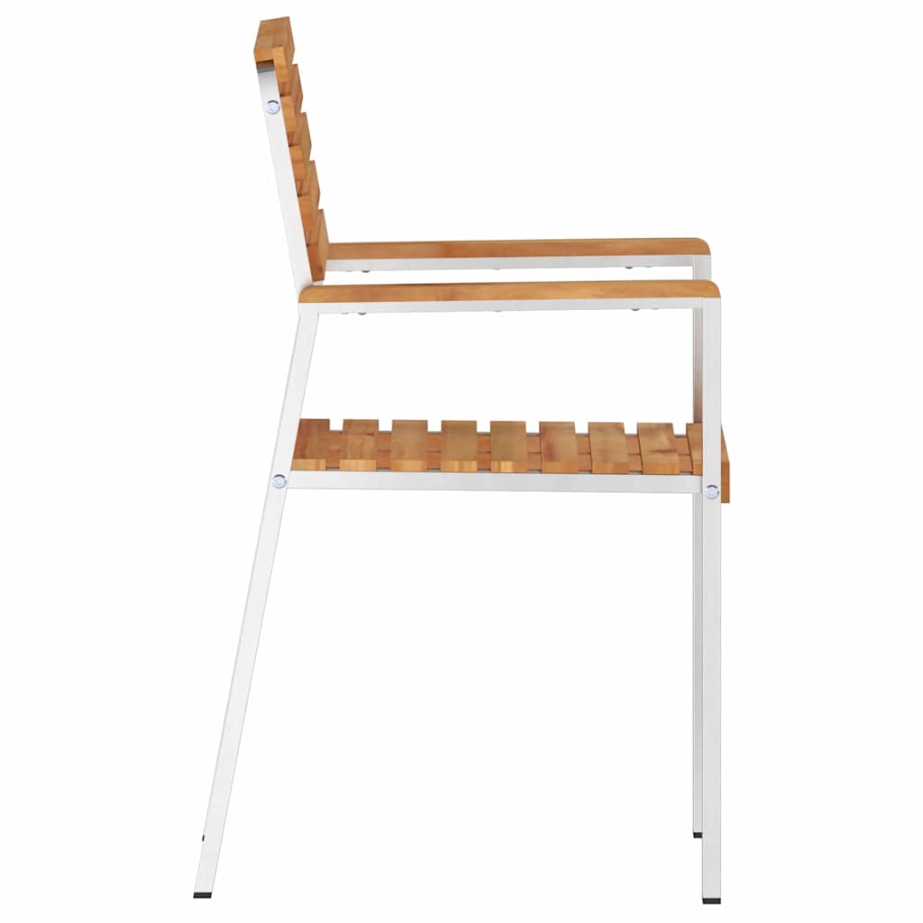 vidaXL Krzesło Ogrodowe 8 pcs Drewno Teakowe i Stal Nierdzewna