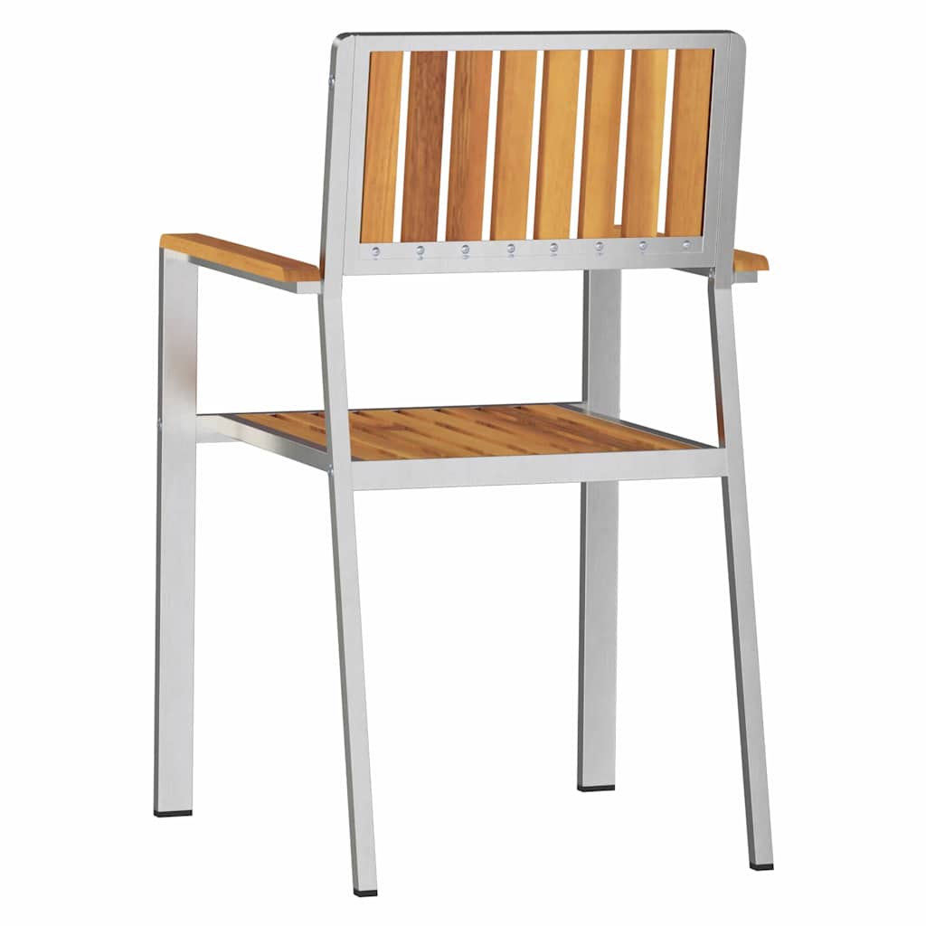 vidaXL Krzesło Ogrodowe 6 pcs Drewno Teakowe i Stal Nierdzewna