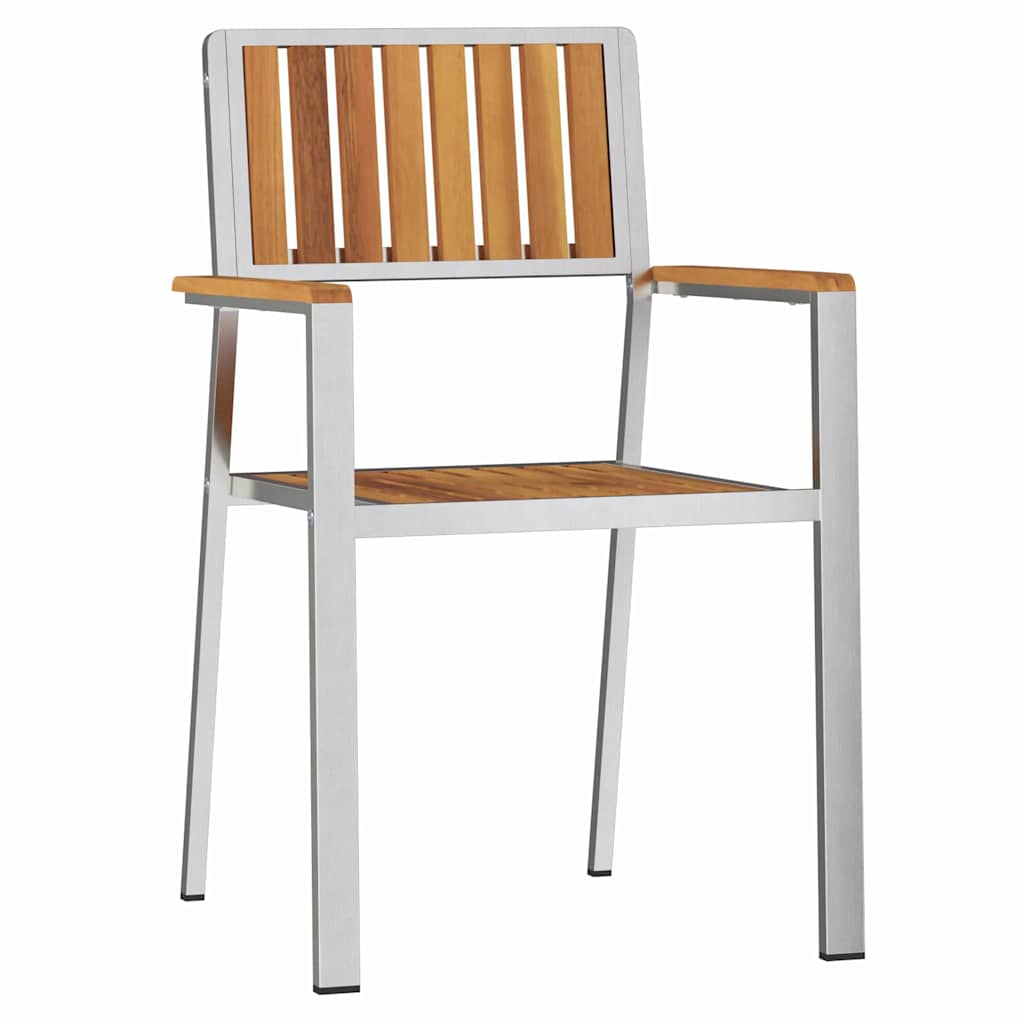 vidaXL Krzesło Ogrodowe 8 pcs Drewno Teakowe i Stal Nierdzewna