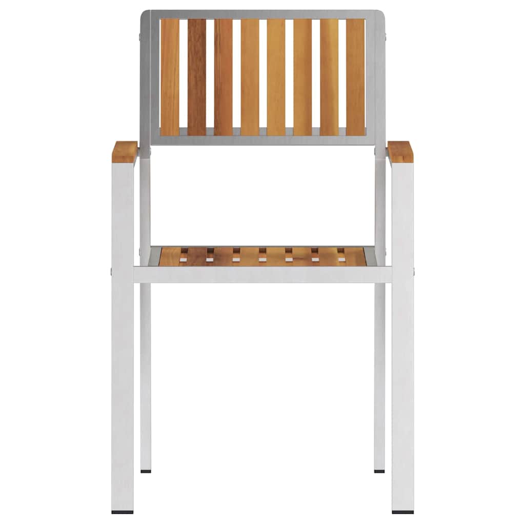 vidaXL Krzesło Ogrodowe 8 pcs Drewno Teakowe i Stal Nierdzewna