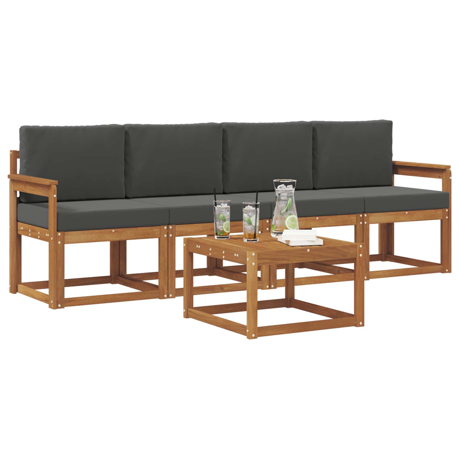 vidaXL Zestaw sof na zewnątrz z poduszką 5 pcs Naturalny i Antracytowy