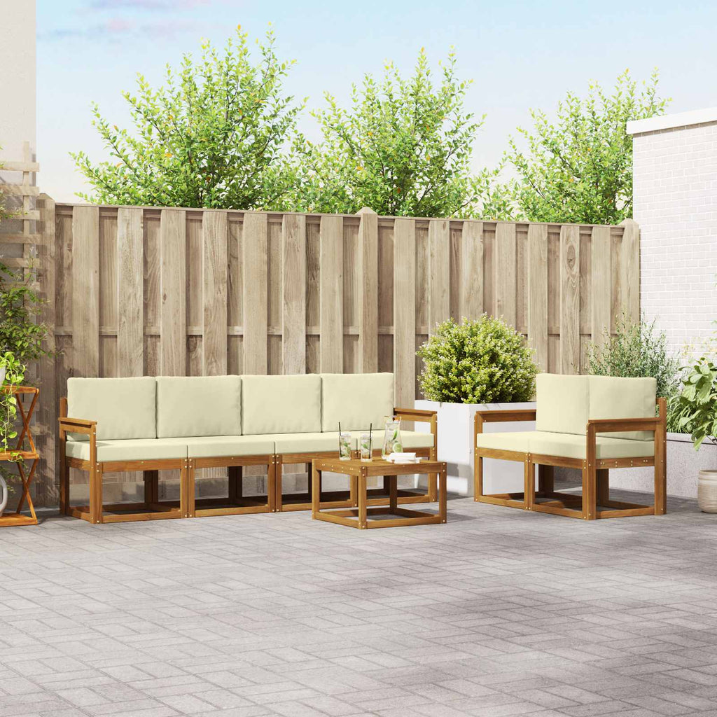 vidaXL Zestaw sof na zewnątrz z poduszką 7 pcs Naturalny i Kremowy