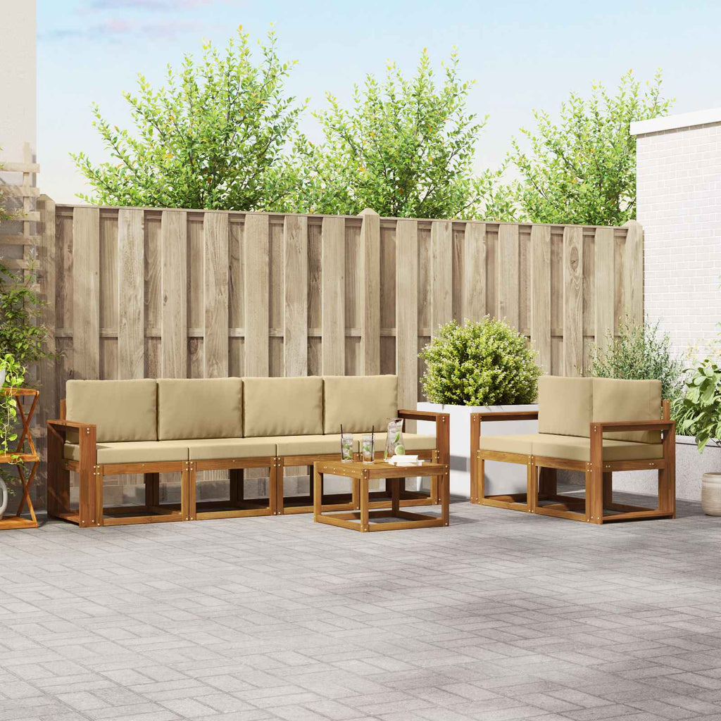 vidaXL Zestaw sof na zewnątrz z poduszką 7 pcs Naturalny i Beżowy