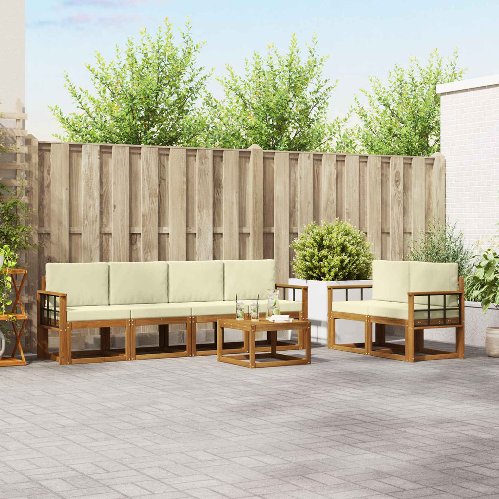 vidaXL Zestaw sof na zewnątrz z poduszką 7 pcs Naturalny i Kremowy