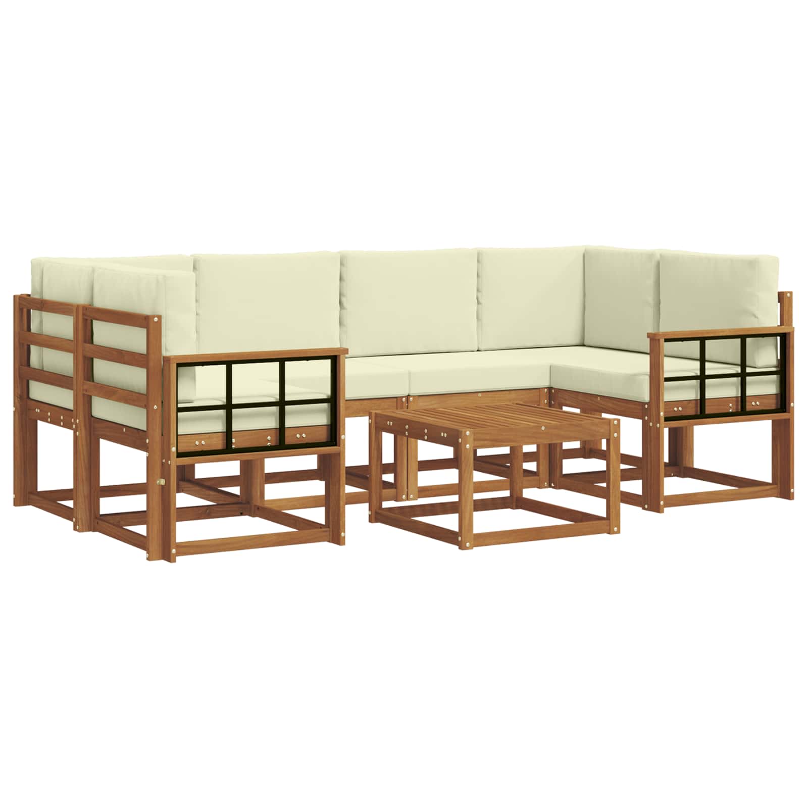 vidaXL Zestaw sof na zewnątrz z poduszką 7 pcs Naturalny i Kremowy