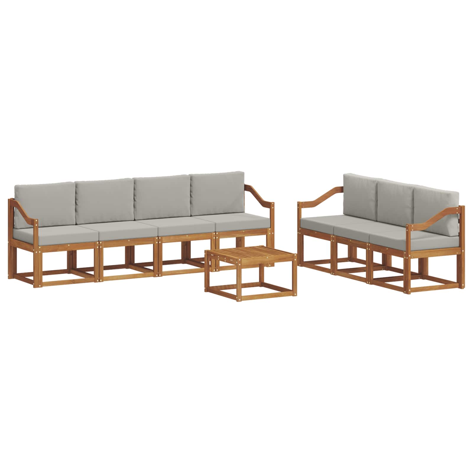 vidaXL Zestaw sof na zewnątrz z poduszką 8 pcs Naturalny i Jasny Szary
