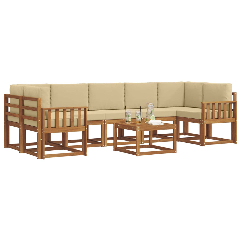 vidaXL Zestaw sof na zewnątrz z poduszką 8 pcs Naturalny i Beżowy