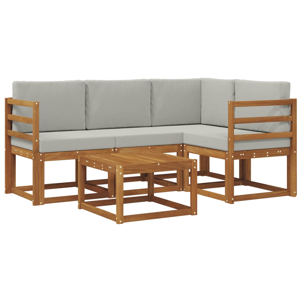 vidaXL Zestaw sof na zewnątrz z poduszką 5 pcs Naturalny i Jasny Szary