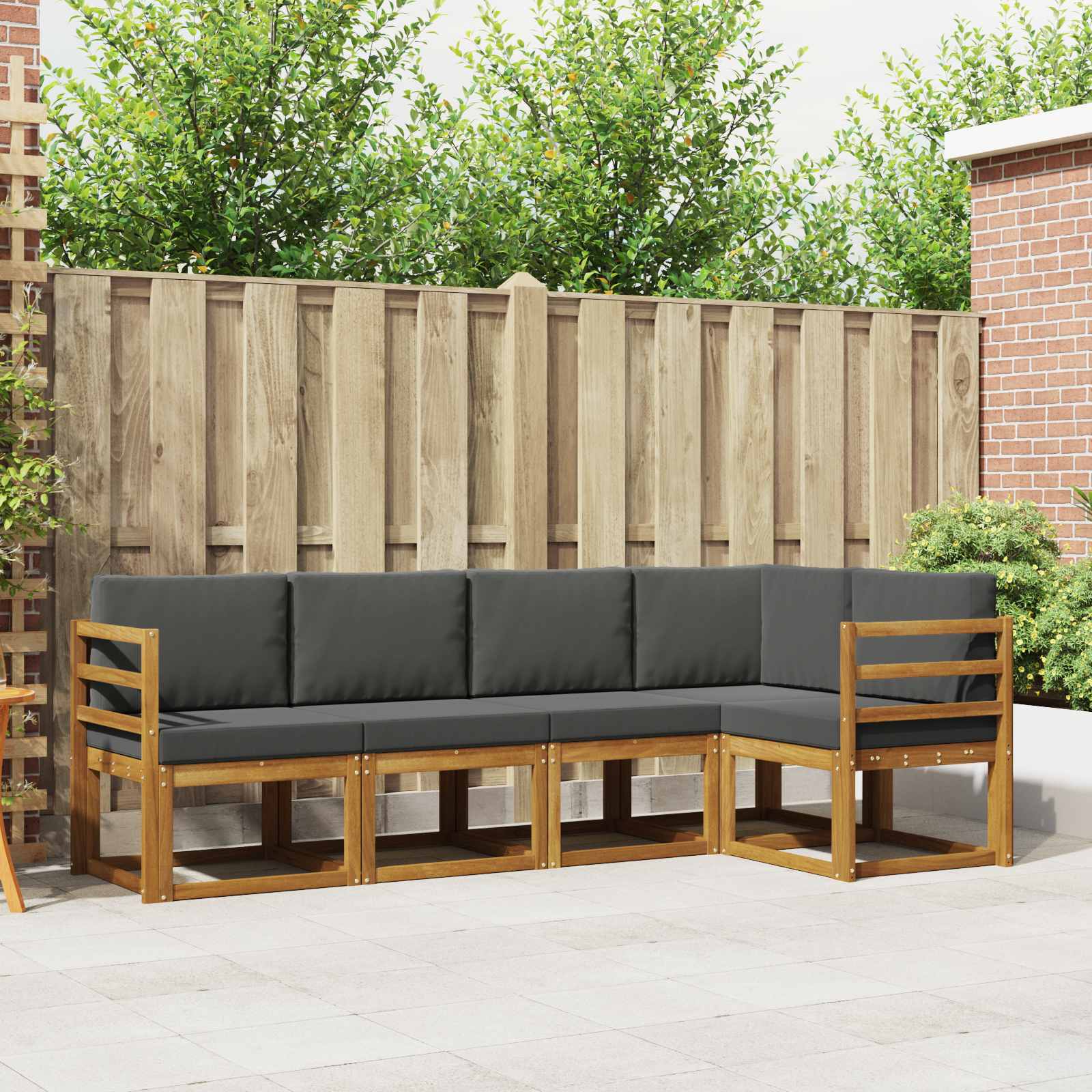vidaXL Zestaw sof na zewnątrz z poduszką 5 pcs Naturalny i Antracytowy