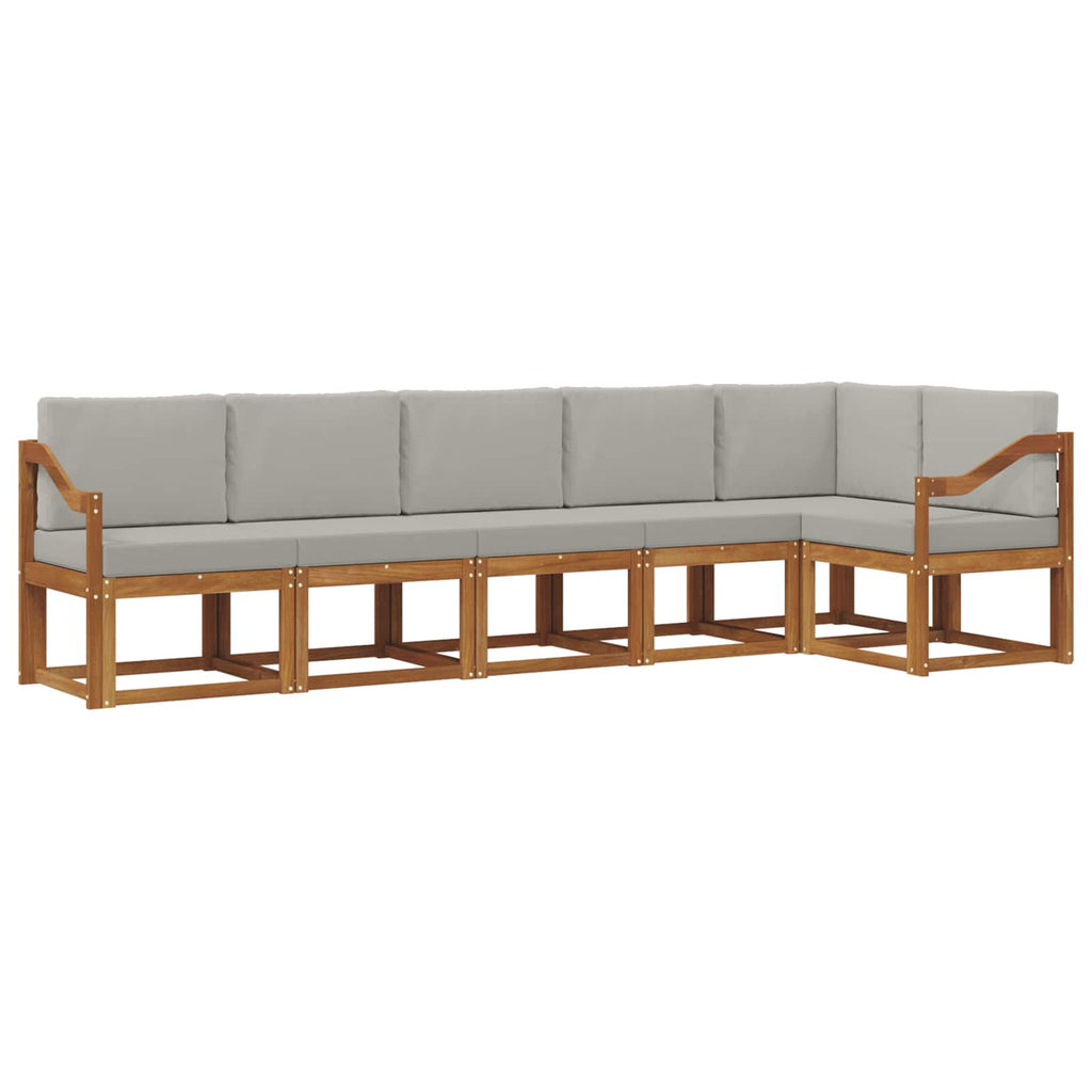 vidaXL Zestaw sof na zewnątrz z poduszką 6 pcs Naturalny i Jasny Szary