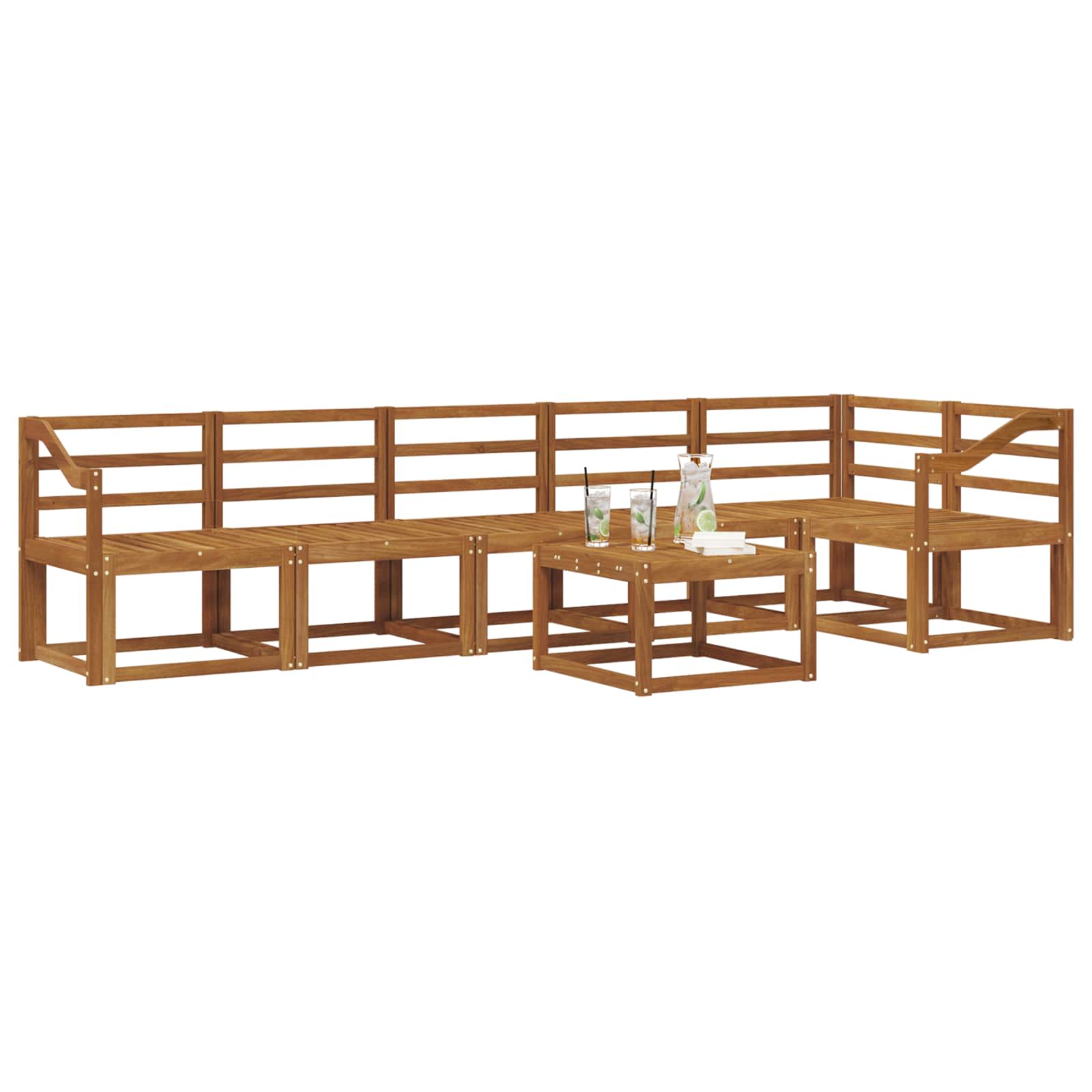 vidaXL Zestaw sof na zewnątrz 7 pcs Naturalny Lite Drewno Akacji