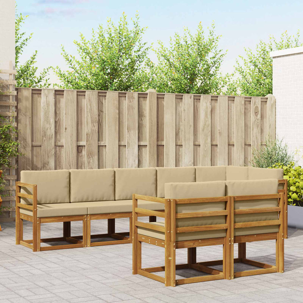 vidaXL Zestaw sof na zewnątrz z poduszką 8 pcs Naturalny i Beżowy