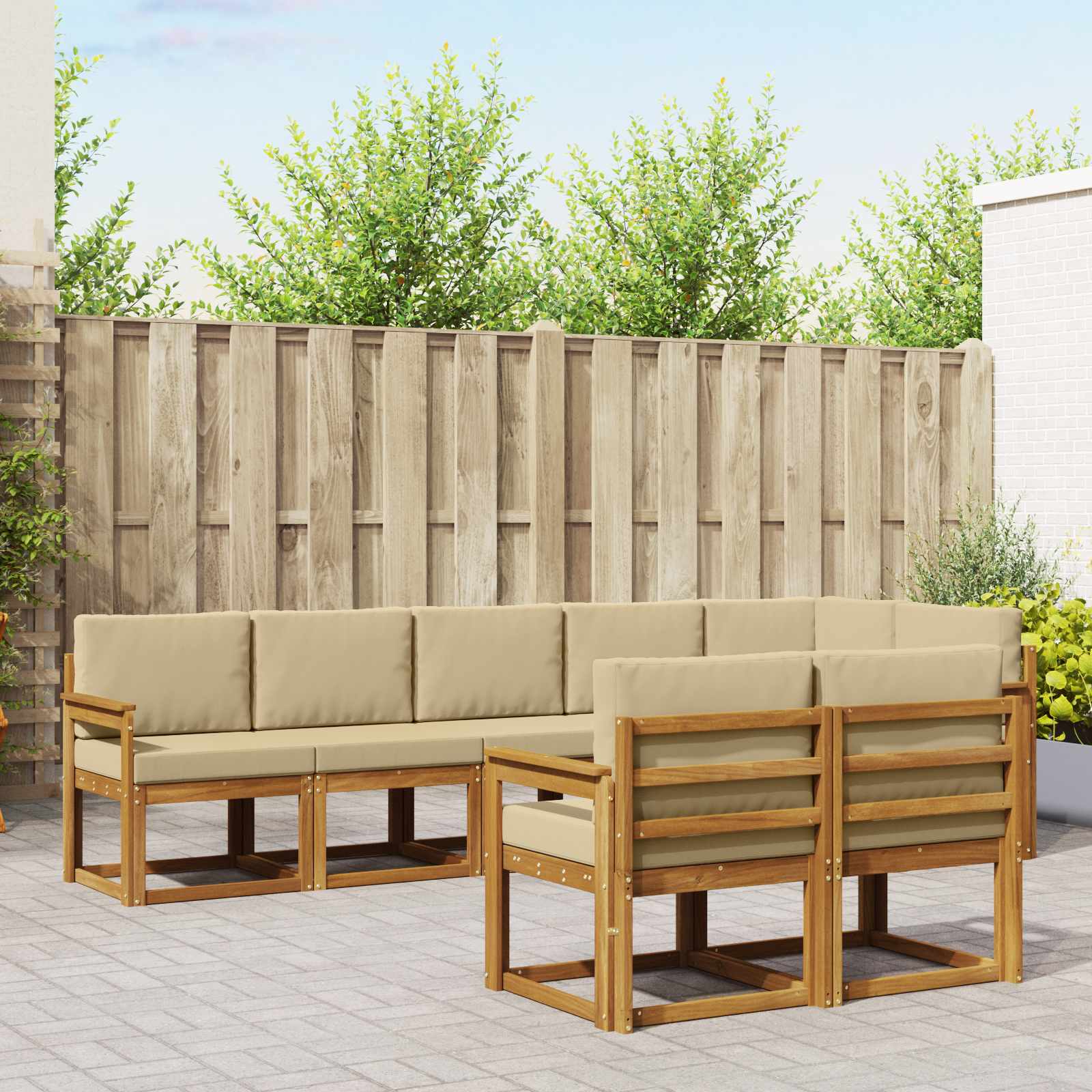 vidaXL Zestaw sof na zewnątrz z poduszką 8 pcs Naturalny i Beżowy