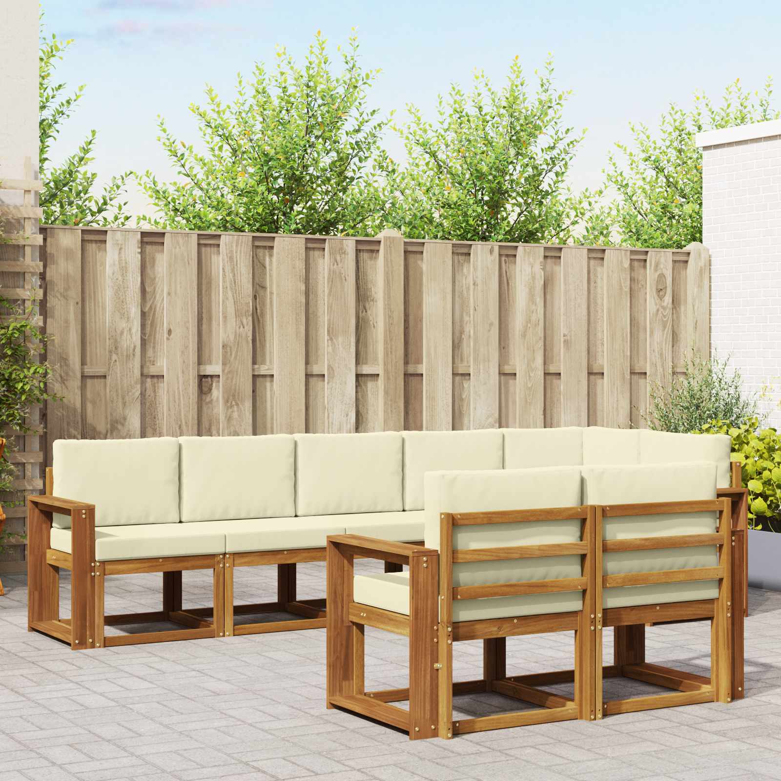 vidaXL Zestaw sof na zewnątrz z poduszką 8 pcs Naturalny i Kremowy